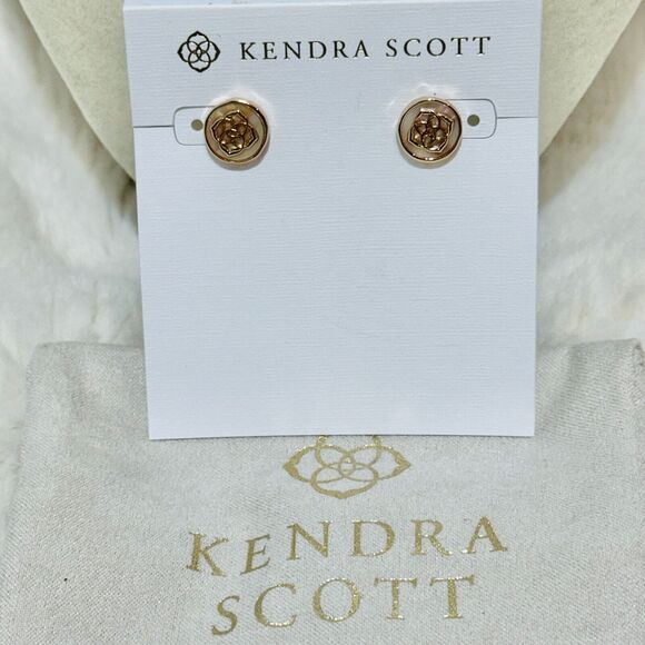 Kendra Scott Dira Coin Stud Earrings Women's Rose Gold Plated Abalone Shell NWT - Picture 4 of 8